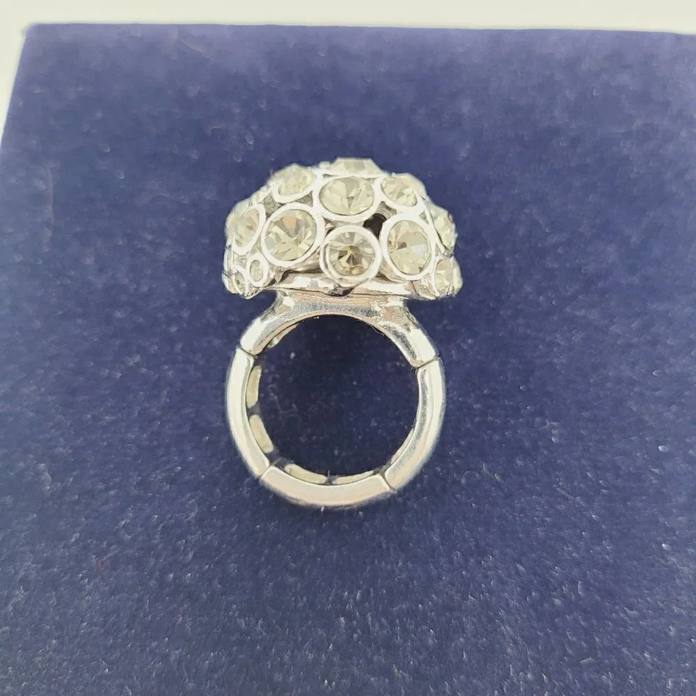 Ann Taylor Loft Silver Rhinestone Dome Stretch Ring